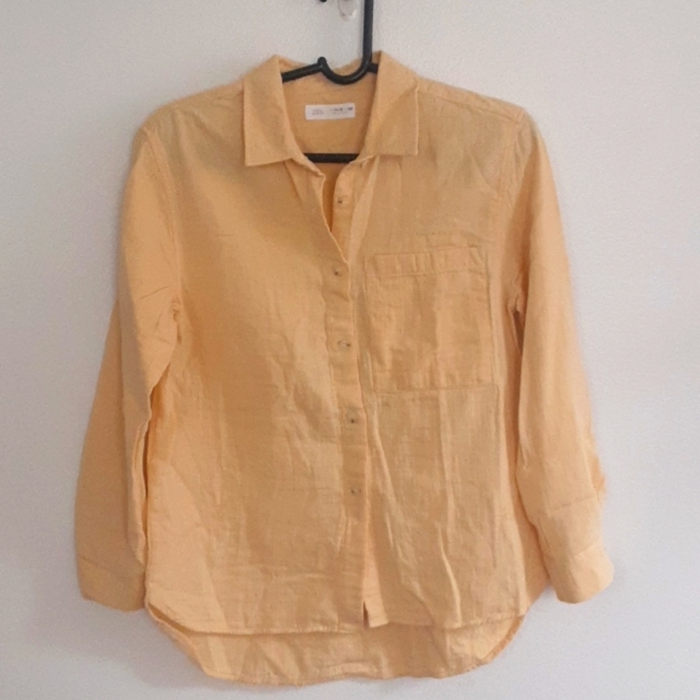 ZARA GIRL casual long sleeve shirt, Size 11-12. Yellow color.